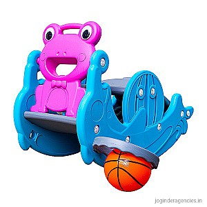  3 IN 1 SLIDE ALONG WITH ROCKER & BASKET BALL – EASY TO ASSEMBLE & USE. (1-7 YEARS)