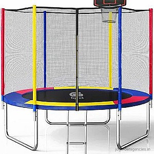 Toy Park PI577 8 Feet Rainbow Trampoline With Enclosure Net